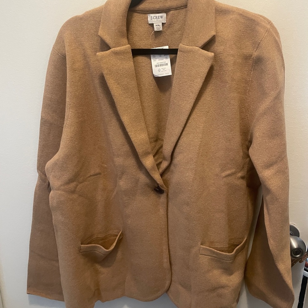 J. Crew Tan Blazer with Notched Lapels and Relaxed Fit
